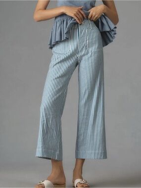 Anthropologie Maeve Colette Printed Linen Blend Crop Wide-Leg Pants size 31